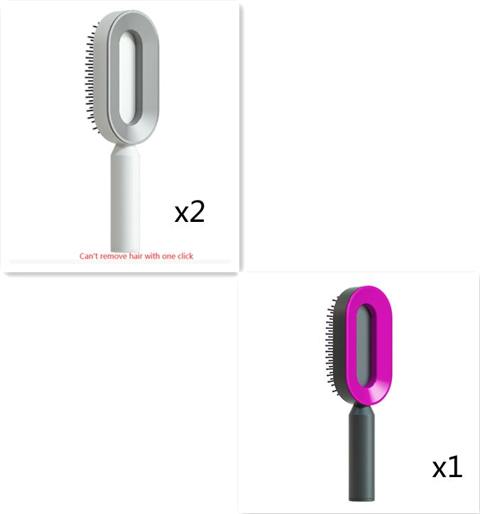 Self-Cleaning Hair Brush – Anti-Static Scalp Massage Comb with One-Key Hair Removal, Detangling Airbag Brush for Women