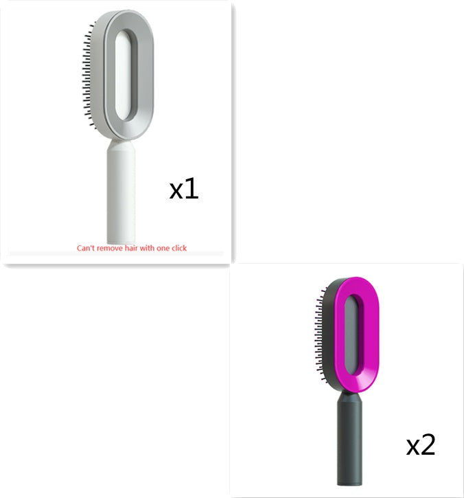 Self-Cleaning Hair Brush – Anti-Static Scalp Massage Comb with One-Key Hair Removal, Detangling Airbag Brush for Women