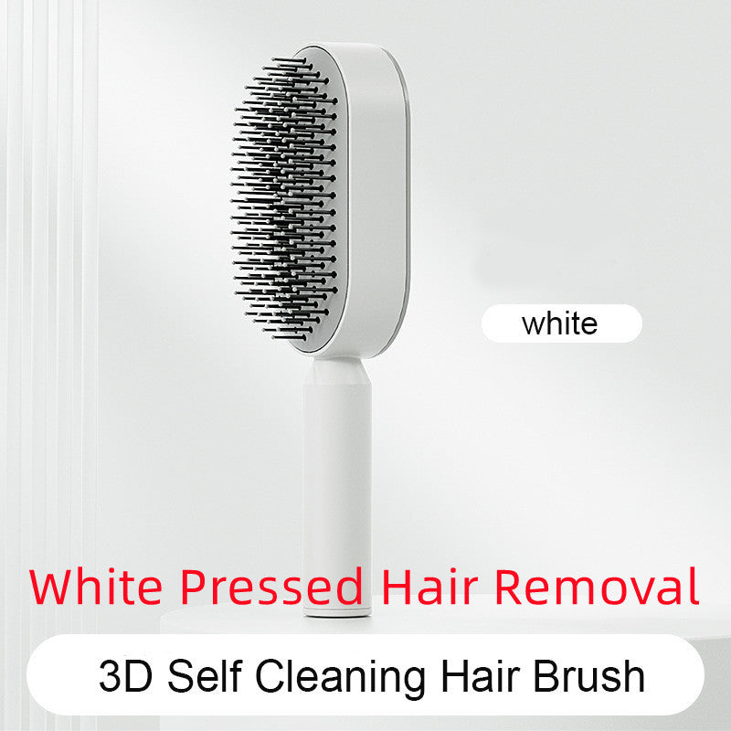 Self-Cleaning Hair Brush – Anti-Static Scalp Massage Comb with One-Key Hair Removal, Detangling Airbag Brush for Women