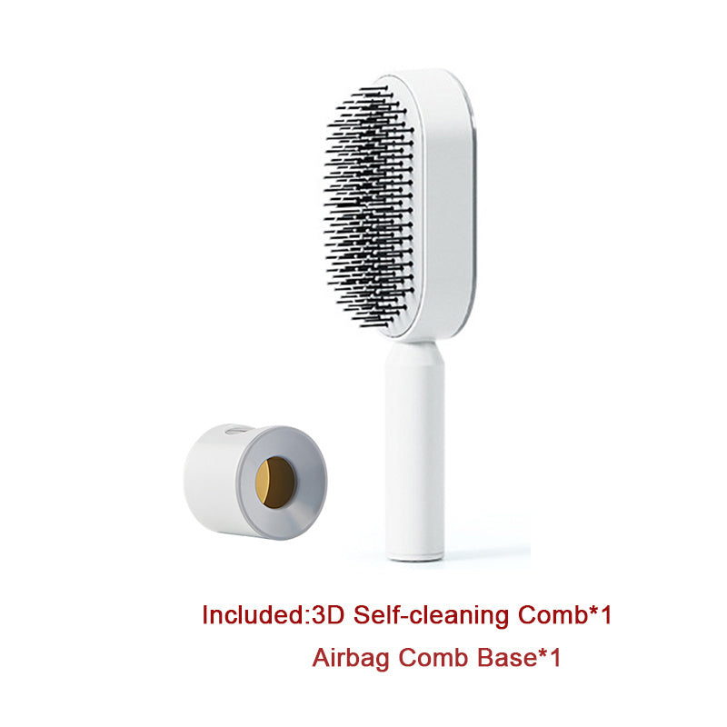 Self-Cleaning Hair Brush – Anti-Static Scalp Massage Comb with One-Key Hair Removal, Detangling Airbag Brush for Women