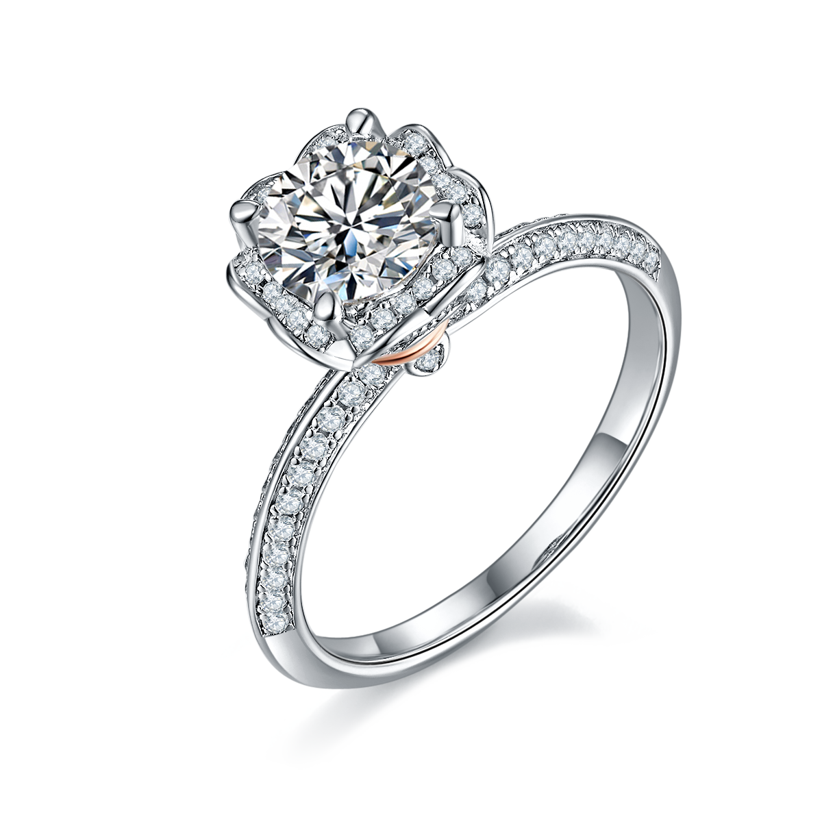 A 1-carat Luxurious And Fashionable Light Luxury Trend Jewelry Silver Ring For Men And Women, Set With Top-quality Moissanite, Made Of S925 Silver-plated Platinum Material.