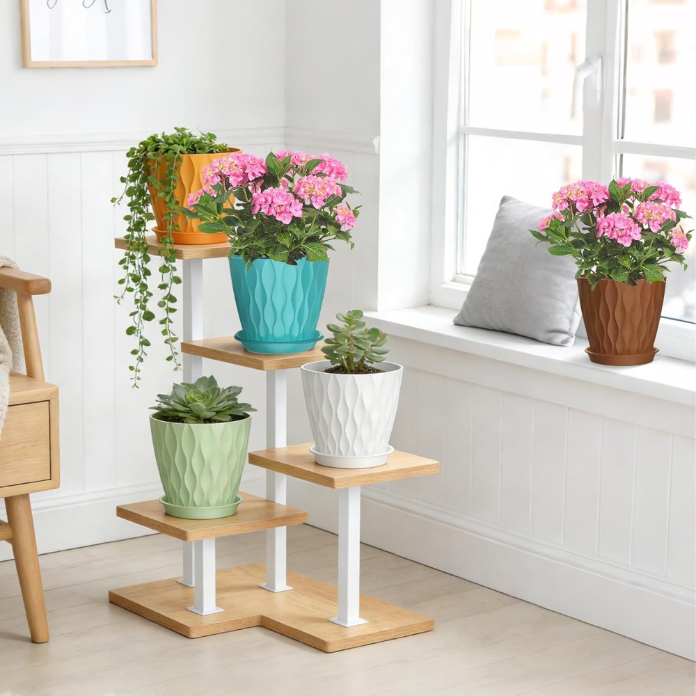 Set Of 6 Colorful Flower Pots – Small Planters (10.3 Cm) With A Spiral Drainage System, Modern, Trendy Colors,ideal For Succulents, Aloe Vera, Orchids, And Herbs, As Well As For Indoor Decoration