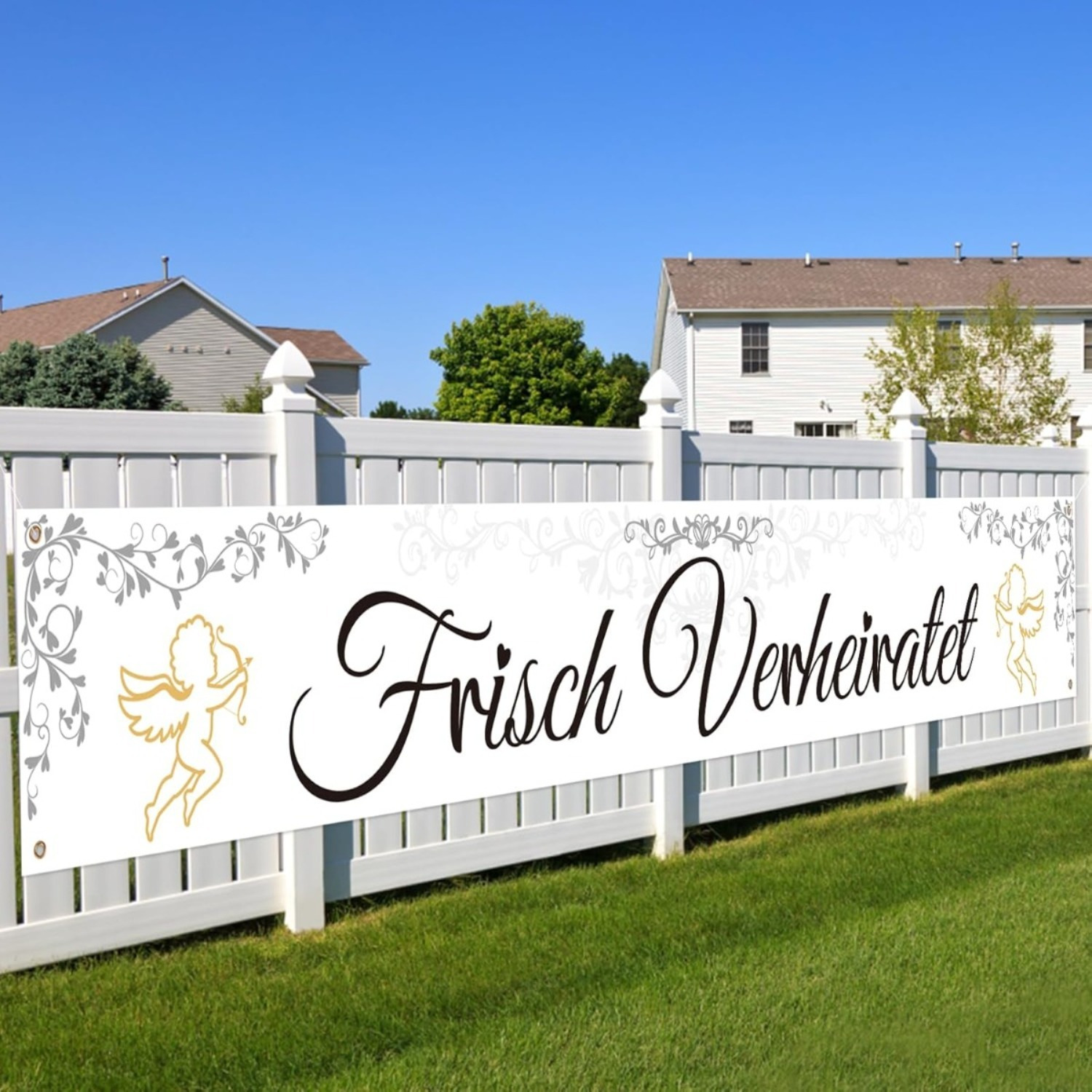 Newlyweds Wedding Decor,“Just Married” Garland,270 * 35 Cm Wedding Decor Fabric Banner,Garden Car Decorations,Wedding Banner For The Bride And Groom,Bridal Shower,Wedding Reception