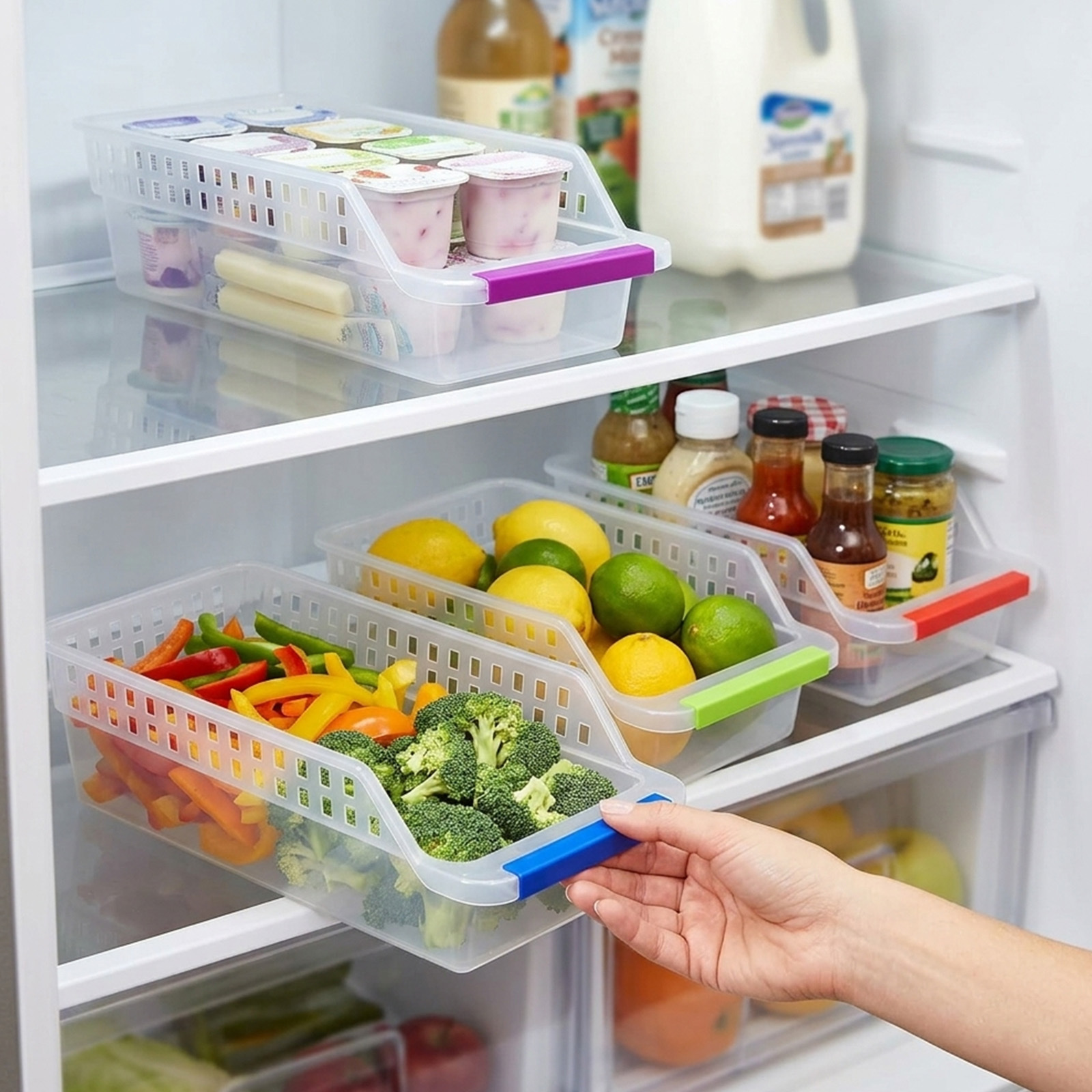 10-Piece Refrigerator Organizer Set - 6 Drawers & 4 Mats For Kitchen, Event, And Party Supplies