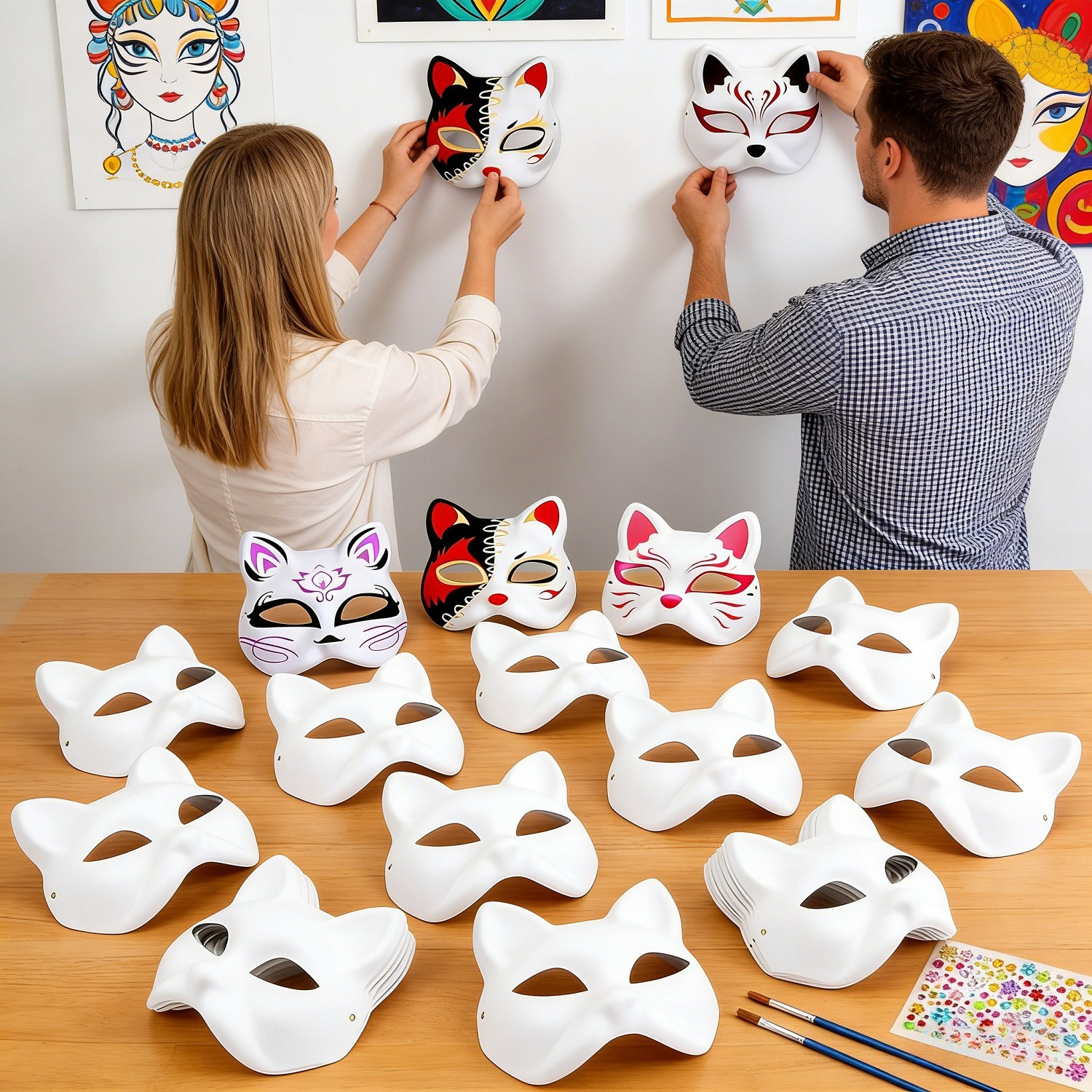 DIY Craft Kit For 3D Cat Masks - 20-Piece Set For Paper Decorations, Wall Decor, And Party Decorations