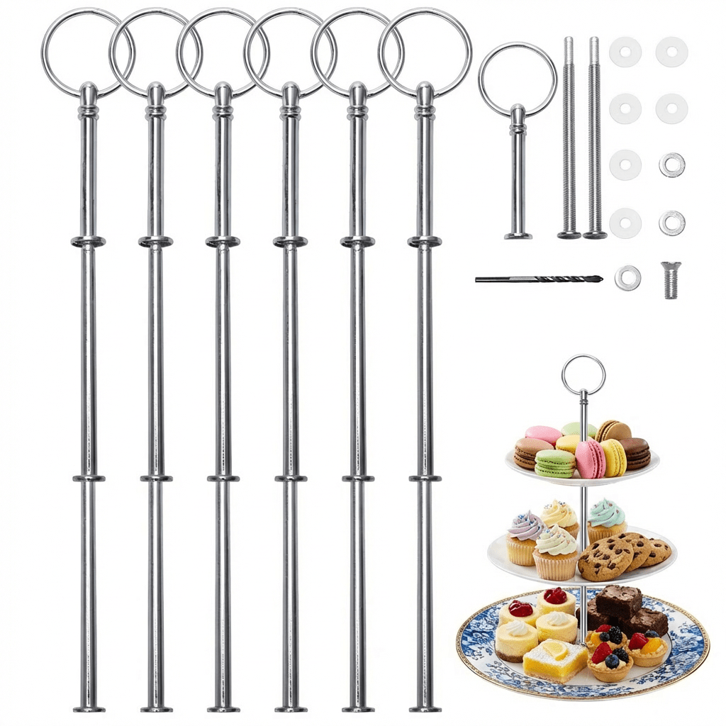 6-Piece Cake Stand And Rod Set For Cakes And Pastries—Party Decorations