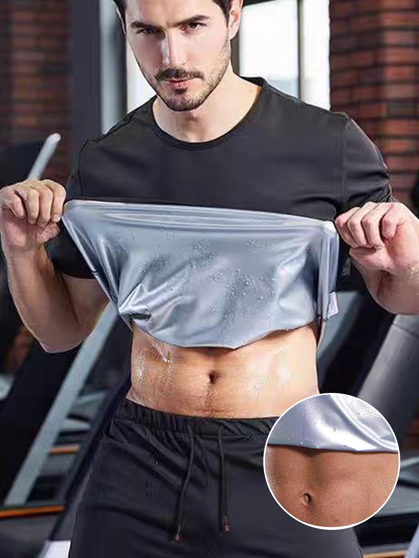 Sauna Shirt For Men Heat Trapping Sweat T-shirt Sauna Suit For Men Compression Workout Sweat Suit For Gym Workouts