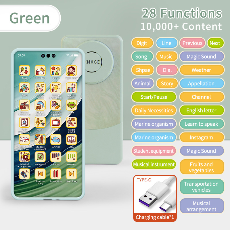 Cross-border Exclusive For Foreign Trade English Version Amazon Charging Children's Mobile Phone Toy Simulation Early Education Learning Machine Intelligent