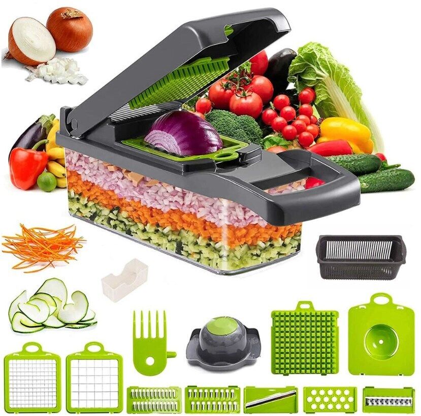 16-in-1 Vegetable Chopper – Salad Slicer, Fruit Cutter & Peeler
