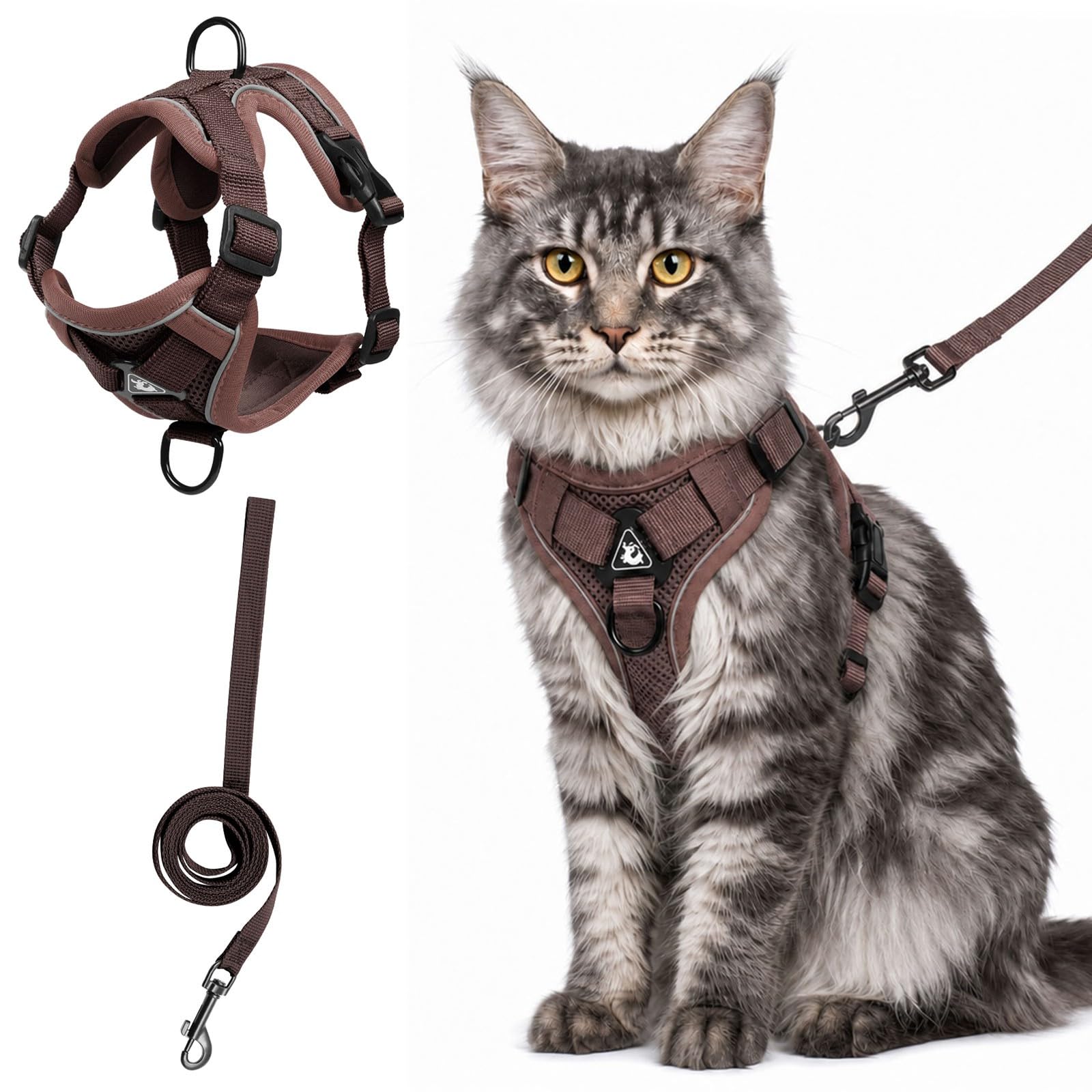 Large Cat Harness And Leash Set Escape Proof Adjustable Mesh Vest With Reflective Strips, No-Choke Soft Breathable Harness For Small Dog Big Kitten