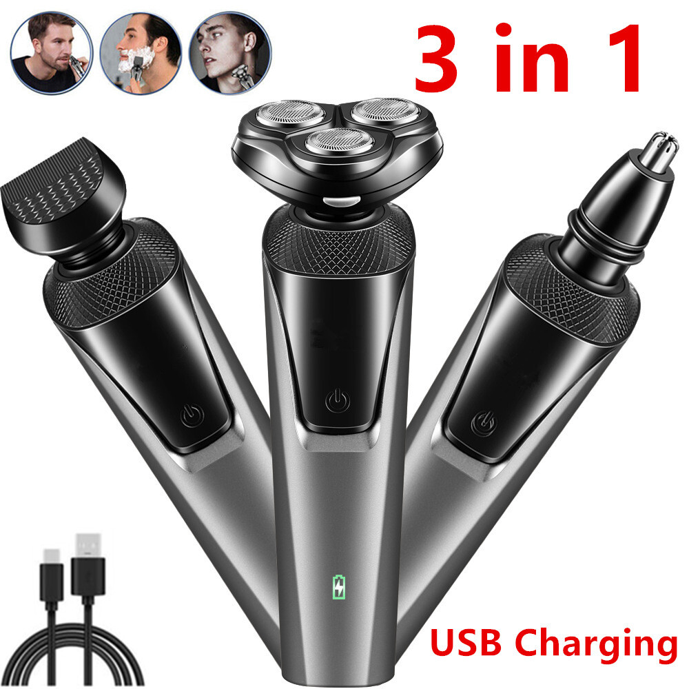 Men’s Waterproof Electric Shaver – Cordless Rotary Beard Trimmer