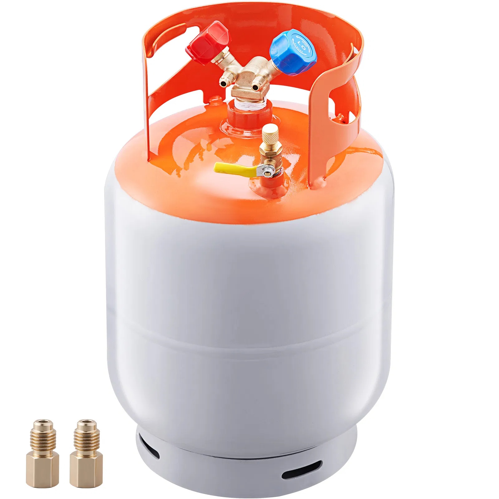 Refrigerant Recovery Tank, 30 LBS Capacity, 400 Psi Portable Cylinder Tank With Y-Valve For Liquid Vapor, High-sealing Recovery Can For R22 R134A R410A, Orange Gray