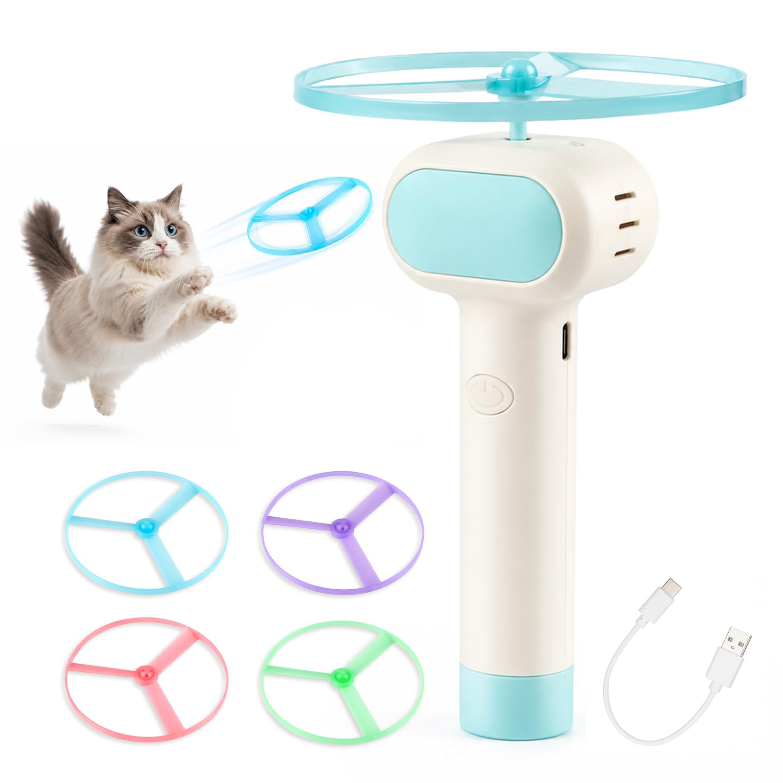 Cat Fetch Toy With Flying Disc Launcher, Rechargeable & Large-capacity  Interactive Cat Chase Hunting Tracking Toy With 4 Soft & Flexible Discs, Flying Disc Toy For Indoor Bored Kitten &  Cat