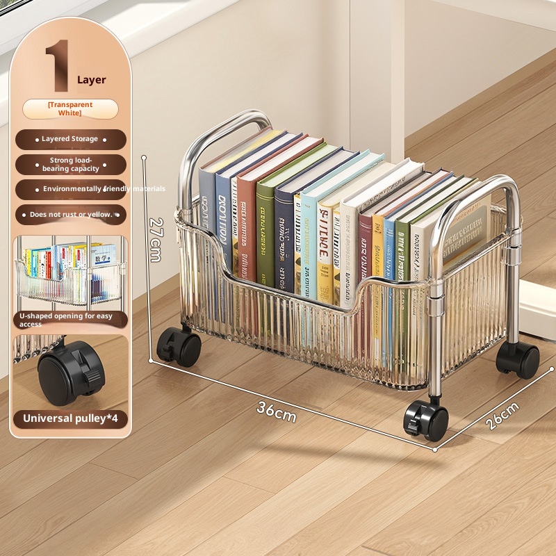 Backpack Storage Rack, Floor To Ceiling Mobile Book Storage Rack, Student Desk Bookshelf, Multi-layer Toy Snack Cart
