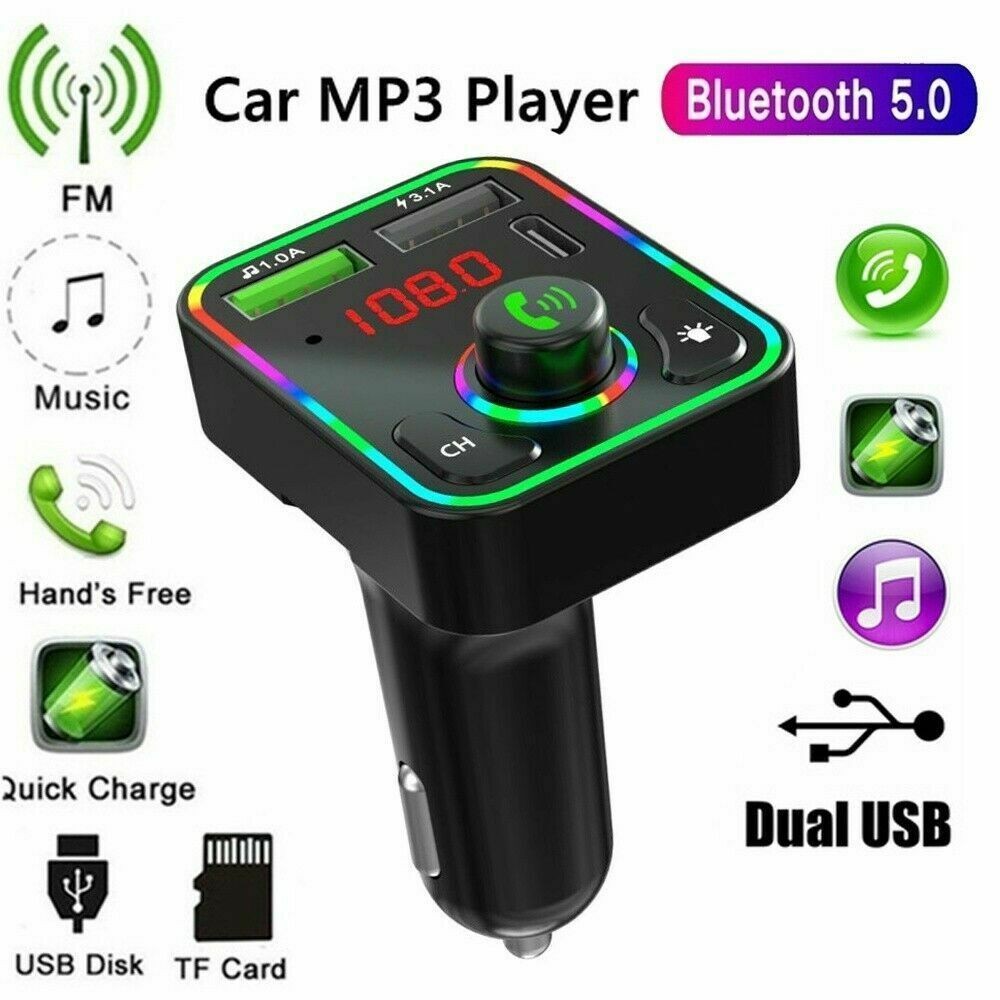 Bluetooth Car FM Transmitter – USB Charger & Hands-Free MP3 Player