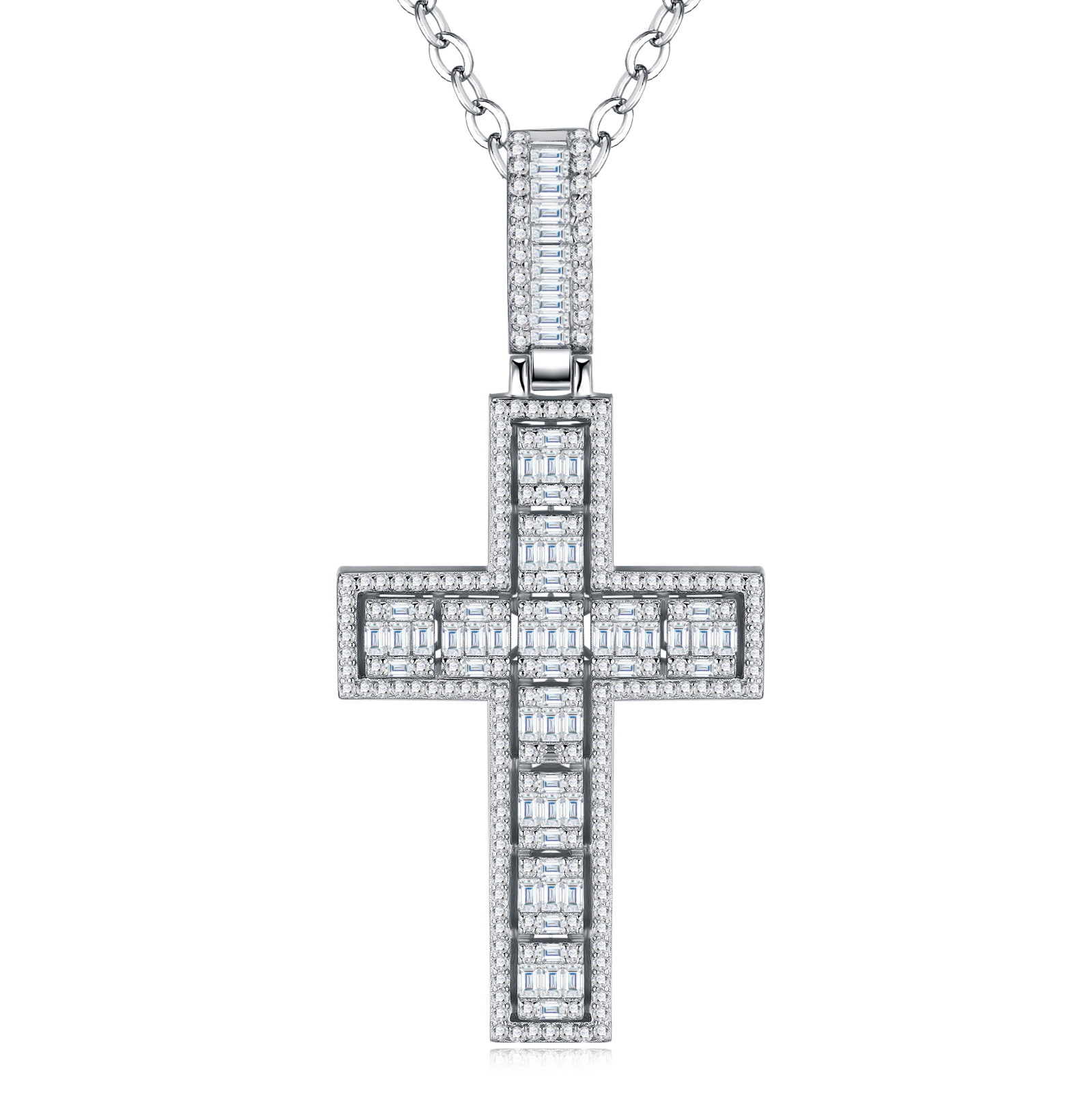 A Luxurious And Fashionable Minimalist Jewelry Pendant Necklace Set With Top-quality Moissanite, Made Of S925 Silver Electroplated With Platinum.