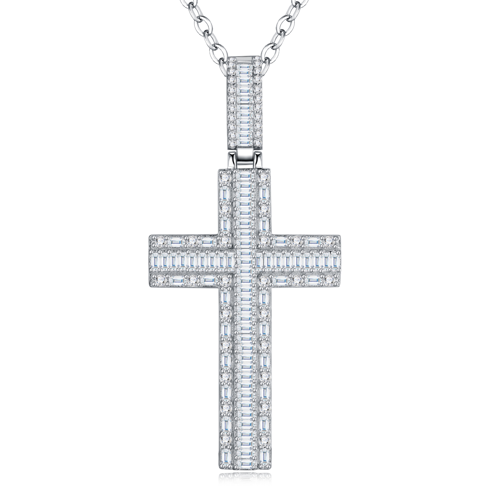 A Luxurious And Fashionable Minimalist Jewelry Pendant Necklace Set With Top-quality Moissanite, Made Of S925 Silver Electroplated With Platinum.