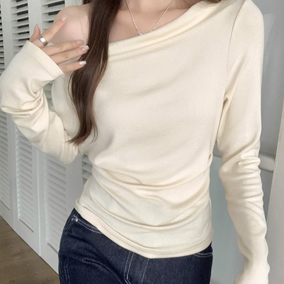 One-shoulder Base-layer Long-sleeve T-shirt For Women