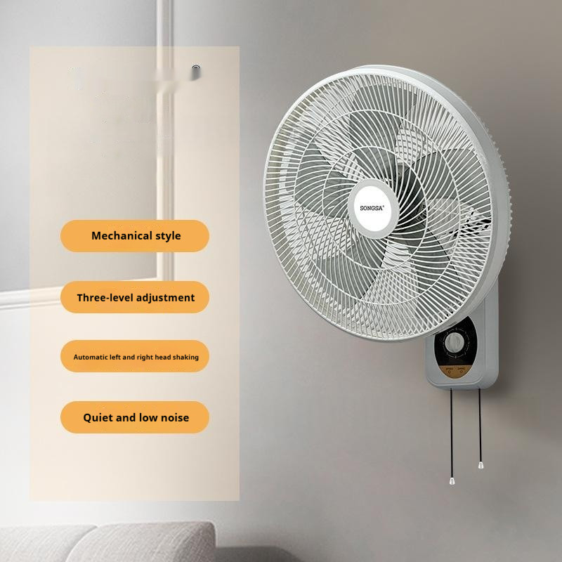Wall-mounted Fan With Nodding Head Quiet Operation And Powerful Airflow