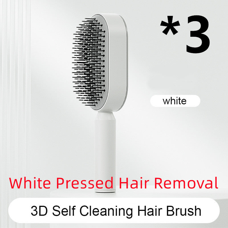 Self-Cleaning Hair Brush – Anti-Static Scalp Massage Comb with One-Key Hair Removal, Detangling Airbag Brush for Women