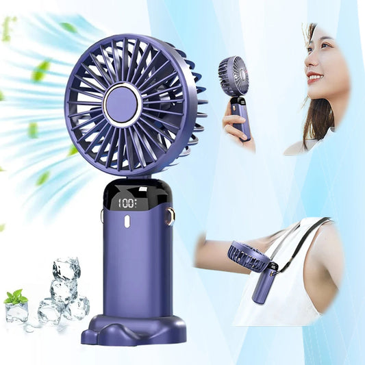 5-Speed USB Rechargeable Neck Fan – Foldable, Hands-Free & Powerful Mini Air Cooler for Outdoors