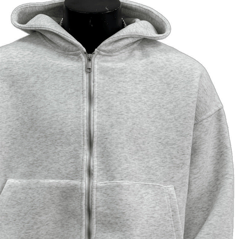 Men’s Backpack Hoodie Coat – Light Gray & Black, Backpack-Inspired Design