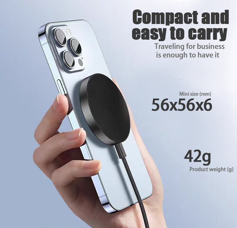 15W Qi Magnetic Wireless Charger – Fast Charging for iPhone 12 to 16 Models