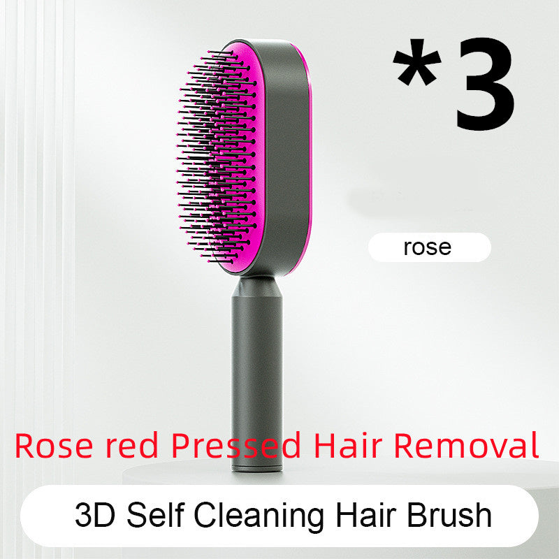 Self-Cleaning Hair Brush – Anti-Static Scalp Massage Comb with One-Key Hair Removal, Detangling Airbag Brush for Women