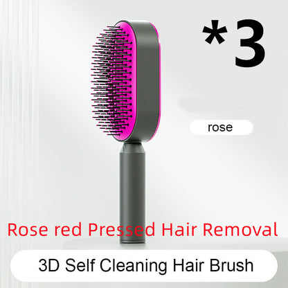 Self-Cleaning Hair Brush – Anti-Static Scalp Massage Comb with One-Key Hair Removal, Detangling Airbag Brush for Women