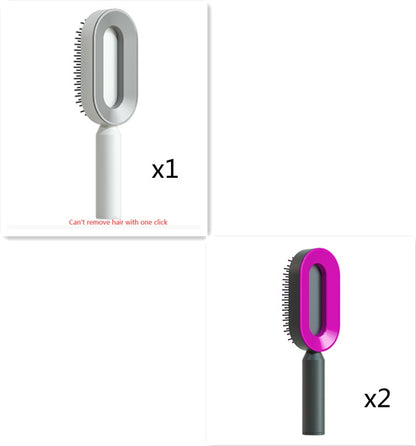 Self-Cleaning Hair Brush – Anti-Static Scalp Massage Comb with One-Key Hair Removal, Detangling Airbag Brush for Women
