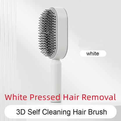 Self-Cleaning Hair Brush – Anti-Static Scalp Massage Comb with One-Key Hair Removal, Detangling Airbag Brush for Women