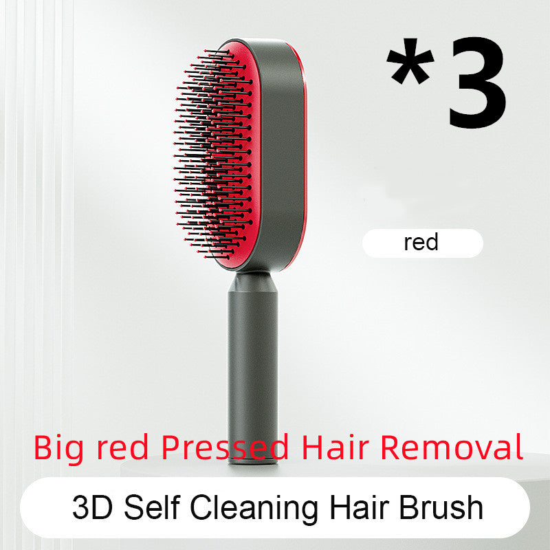 Self-Cleaning Hair Brush – Anti-Static Scalp Massage Comb with One-Key Hair Removal, Detangling Airbag Brush for Women