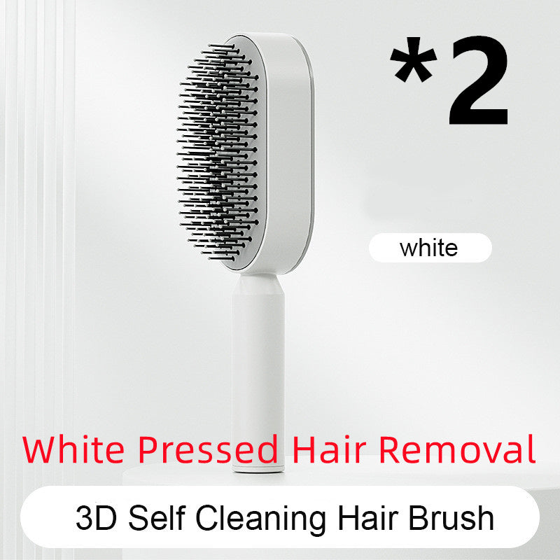 Self-Cleaning Hair Brush – Anti-Static Scalp Massage Comb with One-Key Hair Removal, Detangling Airbag Brush for Women