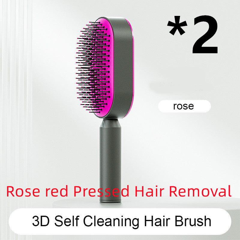 Self-Cleaning Hair Brush – Anti-Static Scalp Massage Comb with One-Key Hair Removal, Detangling Airbag Brush for Women
