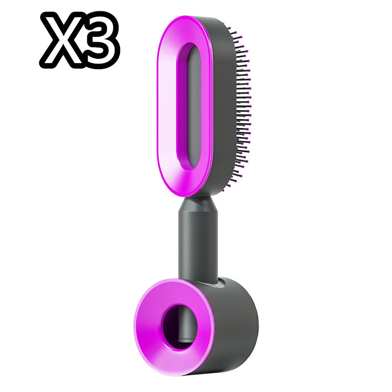 Self-Cleaning Hair Brush – Anti-Static Scalp Massage Comb with One-Key Hair Removal, Detangling Airbag Brush for Women