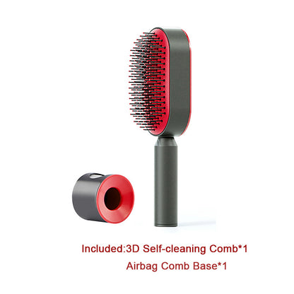 Self-Cleaning Hair Brush – Anti-Static Scalp Massage Comb with One-Key Hair Removal, Detangling Airbag Brush for Women