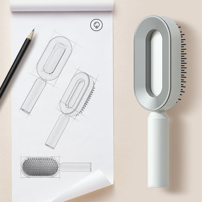 Self-Cleaning Hair Brush – Anti-Static Scalp Massage Comb with One-Key Hair Removal, Detangling Airbag Brush for Women