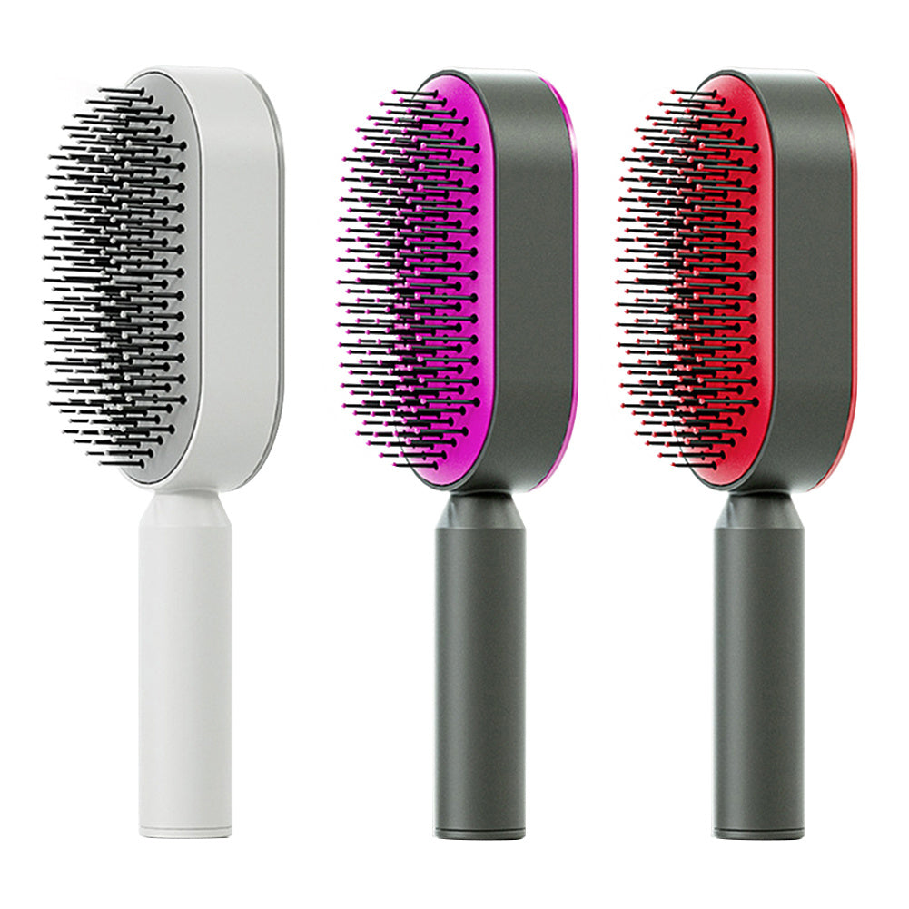 Self-Cleaning Hair Brush – Anti-Static Scalp Massage Comb with One-Key Hair Removal, Detangling Airbag Brush for Women