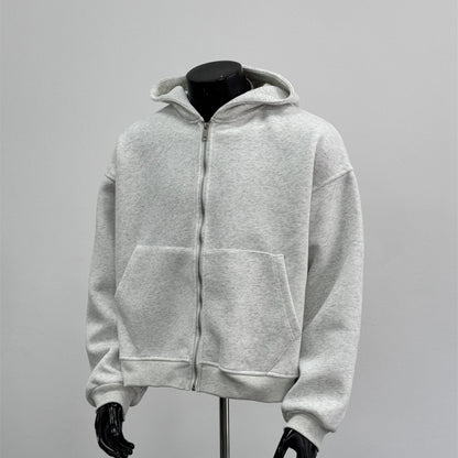 Men’s Backpack Hoodie Coat – Light Gray & Black, Backpack-Inspired Design