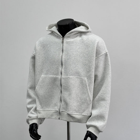 Men’s Backpack Hoodie Coat – Light Gray & Black, Backpack-Inspired Design