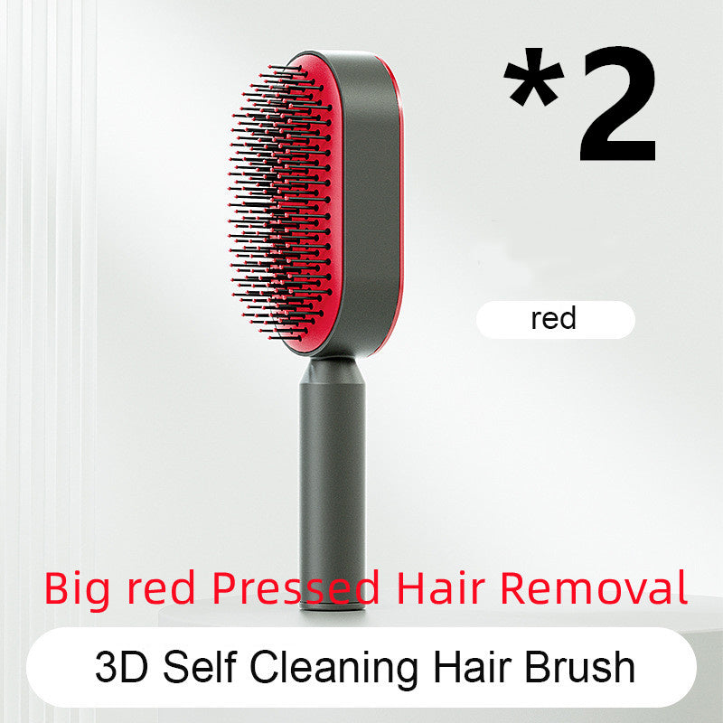 Self-Cleaning Hair Brush – Anti-Static Scalp Massage Comb with One-Key Hair Removal, Detangling Airbag Brush for Women