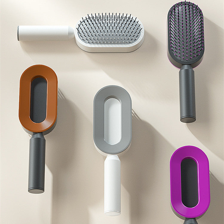 Self-Cleaning Hair Brush – Anti-Static Scalp Massage Comb with One-Key Hair Removal, Detangling Airbag Brush for Women