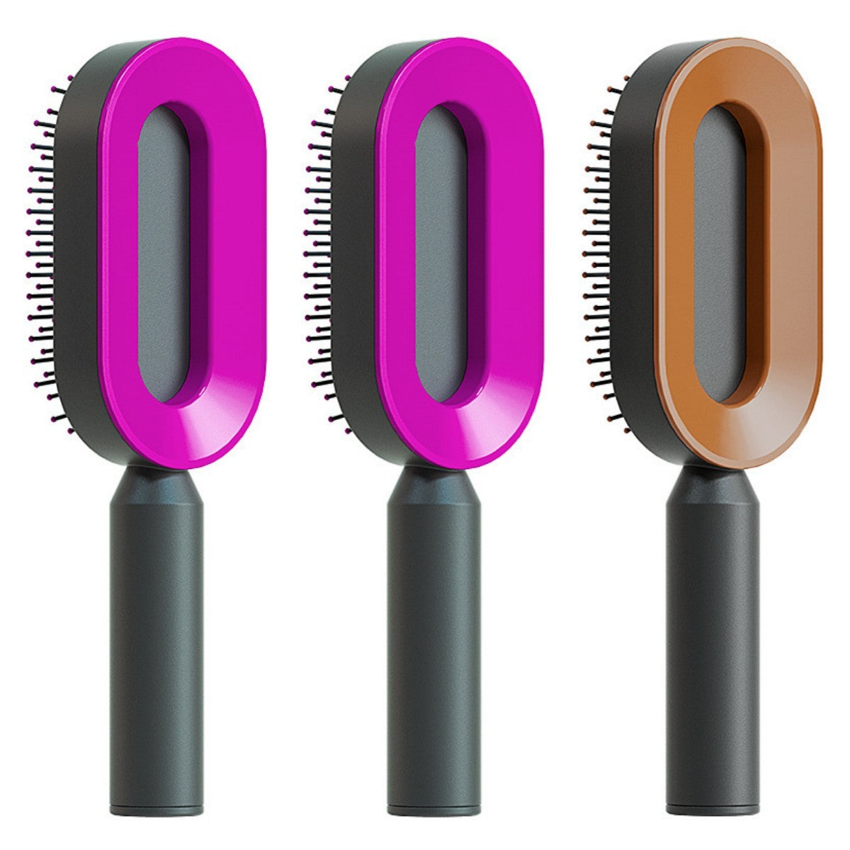 Self-Cleaning Hair Brush – Anti-Static Scalp Massage Comb with One-Key Hair Removal, Detangling Airbag Brush for Women