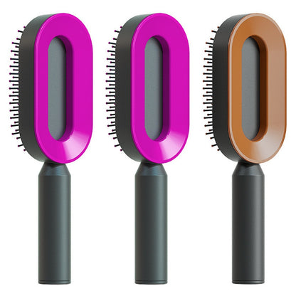 Self-Cleaning Hair Brush – Anti-Static Scalp Massage Comb with One-Key Hair Removal, Detangling Airbag Brush for Women