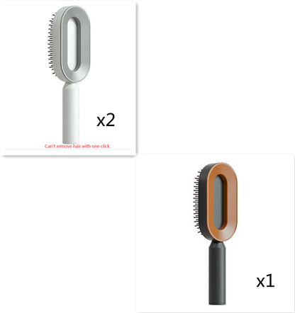 Self-Cleaning Hair Brush – Anti-Static Scalp Massage Comb with One-Key Hair Removal, Detangling Airbag Brush for Women