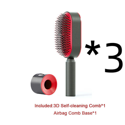 Self-Cleaning Hair Brush – Anti-Static Scalp Massage Comb with One-Key Hair Removal, Detangling Airbag Brush for Women