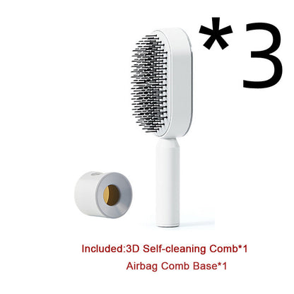 Self-Cleaning Hair Brush – Anti-Static Scalp Massage Comb with One-Key Hair Removal, Detangling Airbag Brush for Women