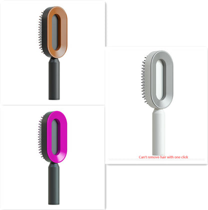 Self-Cleaning Hair Brush – Anti-Static Scalp Massage Comb with One-Key Hair Removal, Detangling Airbag Brush for Women