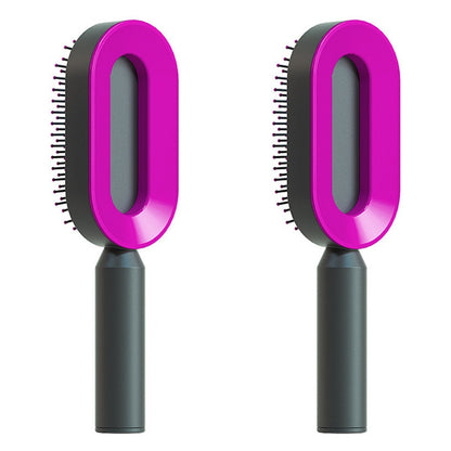 Self-Cleaning Hair Brush – Anti-Static Scalp Massage Comb with One-Key Hair Removal, Detangling Airbag Brush for Women