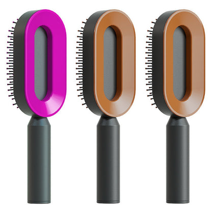 Self-Cleaning Hair Brush – Anti-Static Scalp Massage Comb with One-Key Hair Removal, Detangling Airbag Brush for Women
